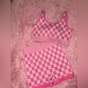 Checked Pink Workout Set